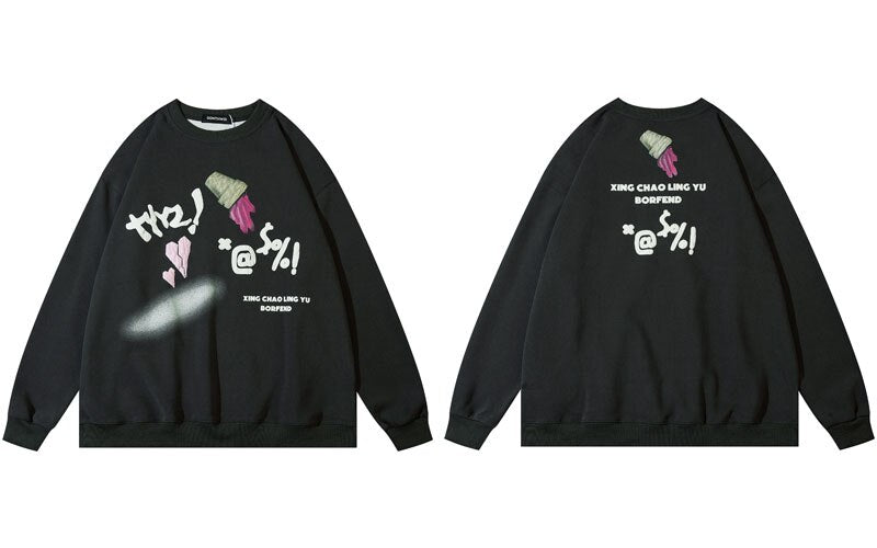 "Broken Cone" Unisex Men Women Streetwear Graphic Sweatshirt