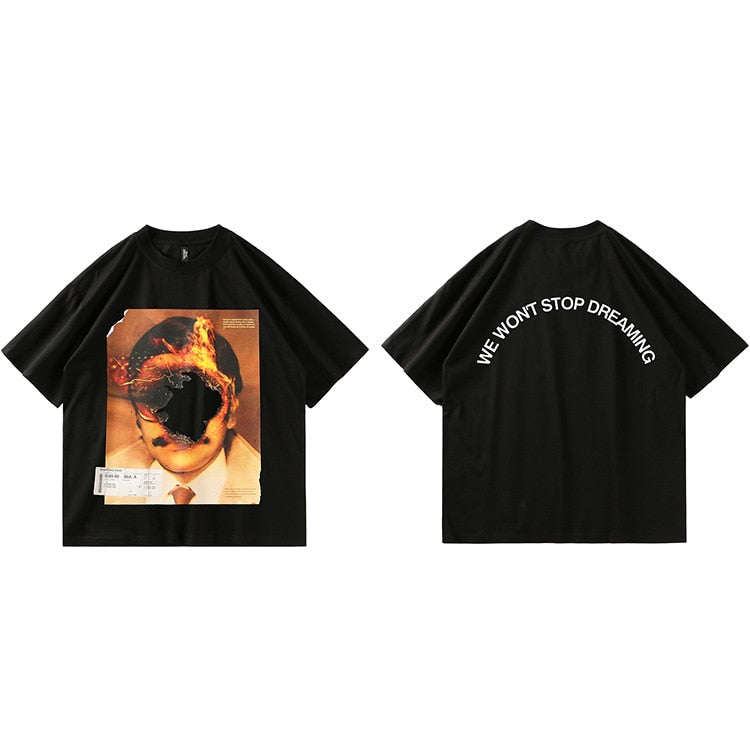 "Burning Flame" Unisex Men Women Streetwear Graphic T-Shirt