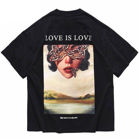"Love Is All" Graphic Unisex Streetwear Vintage Women Men Y2K T-Shirt