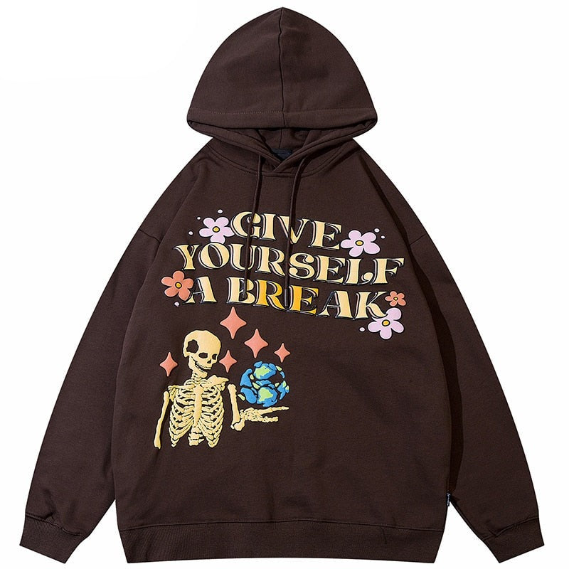 "Give Yourself Time" Graphic Unisex Streetwear Women Men Y2K Hoodie