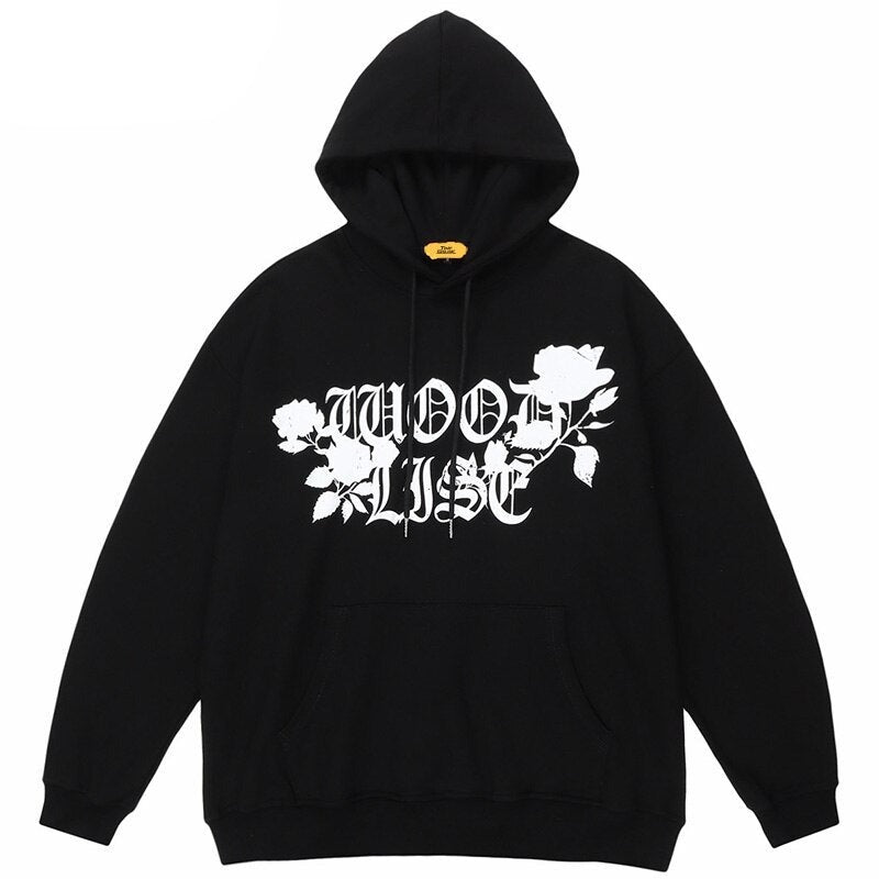 "Black Roses" Unisex Men Women Streetwear Graphic Hoodie
