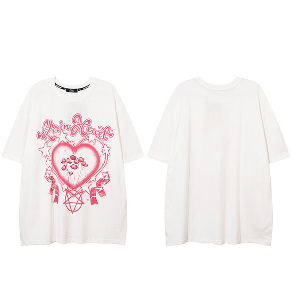 "Pink Garden" Graphic Unisex Streetwear Vintage Women Men Y2K T-Shirt
