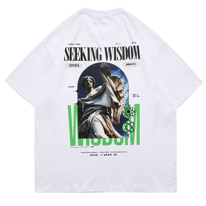 "Seeking Wisdom" Graphic Unisex Streetwear Vintage Women Men Y2K T-Shirt