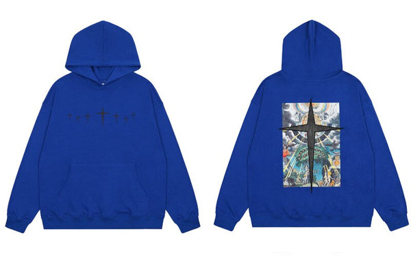 "Black Cross" Unisex Men Women Streetwear Graphic Hoodie