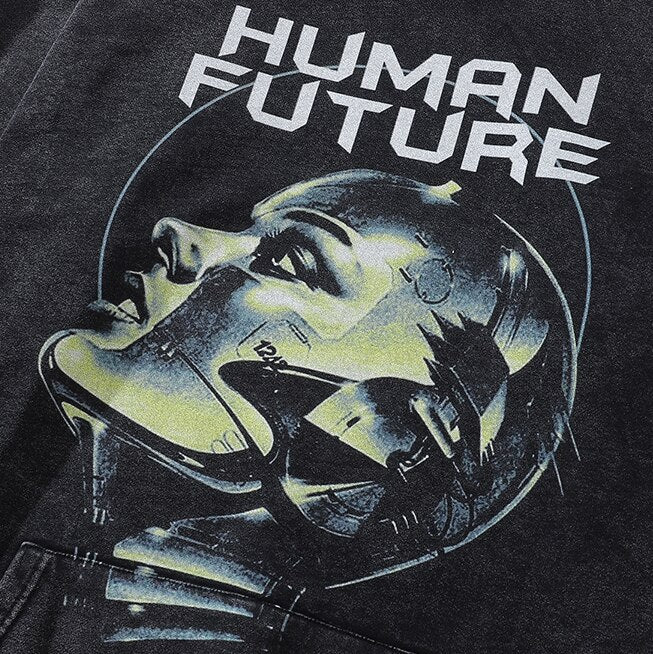 "Human Archives" Graphic Unisex Streetwear Vintage Women Men Y2K Hoodie