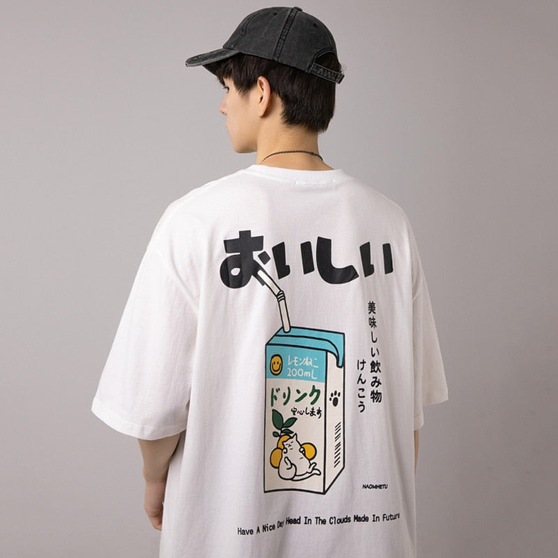 "Milk Box" Graphic Unisex Streetwear Vintage Women Men Y2K T-Shirt