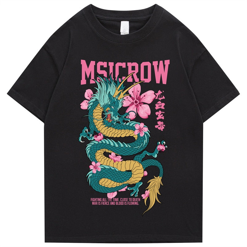 "Peace Dragon" Graphic Unisex Streetwear Vintage Women Men Y2K T-Shirt