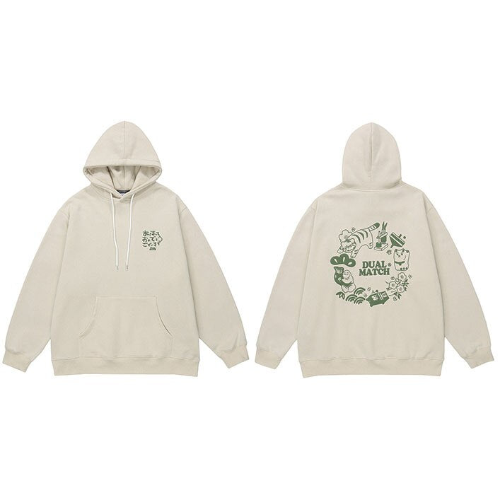 "Dual Match" Unisex Men Women Streetwear Graphic Hoodie