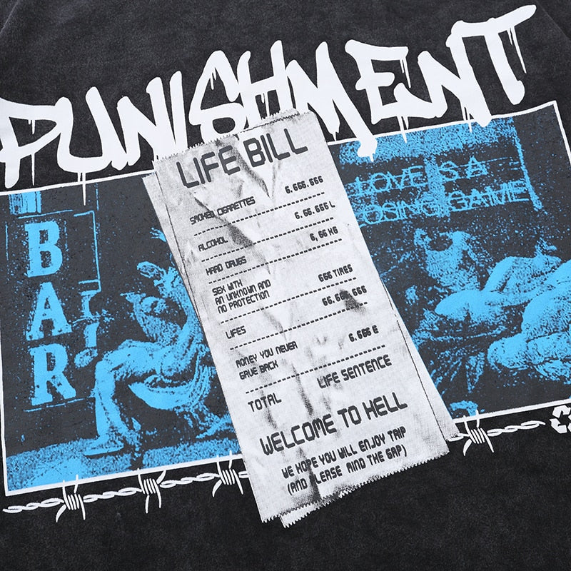 "Punishment" Graphic Unisex Streetwear Vintage Women Men Y2K T-Shirt