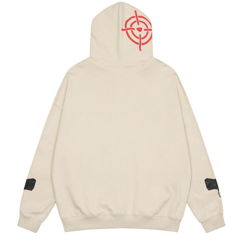 Streetwear hoodie featuring vaporwave futuristic prints and grunge influence, soft feel and easy drape, designed for expressive alternative looks and comfort.
