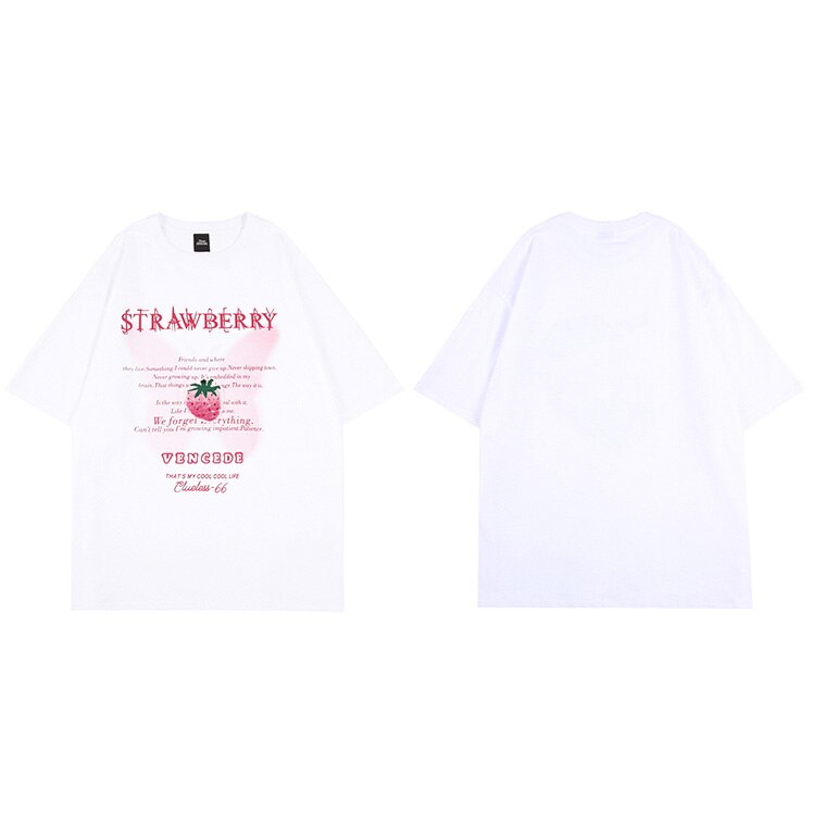"Strawberry" Graphic Unisex Streetwear Vintage Women Men Y2K T-Shirt
