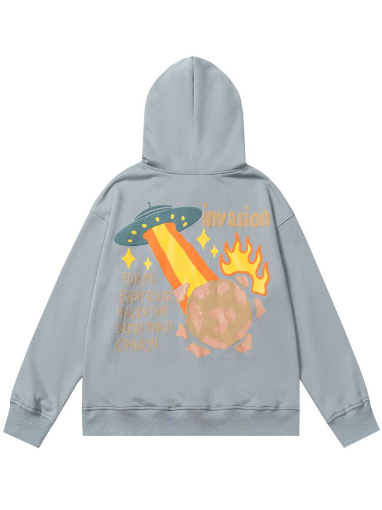 "Space Invasion" Graphic Unisex Streetwear Vintage Women Men Y2K Hoodie