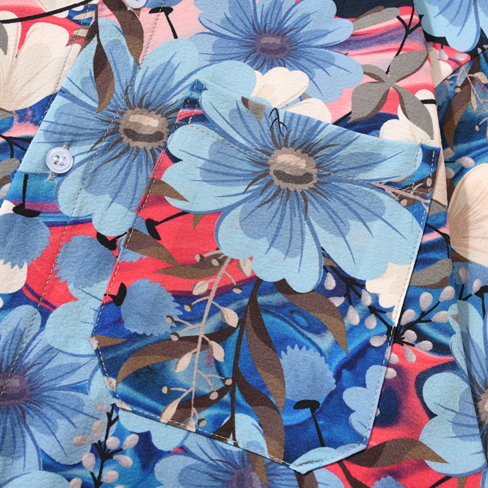 "Blue Garden" Graphic Unisex Men Women Streetwear Button Shirt