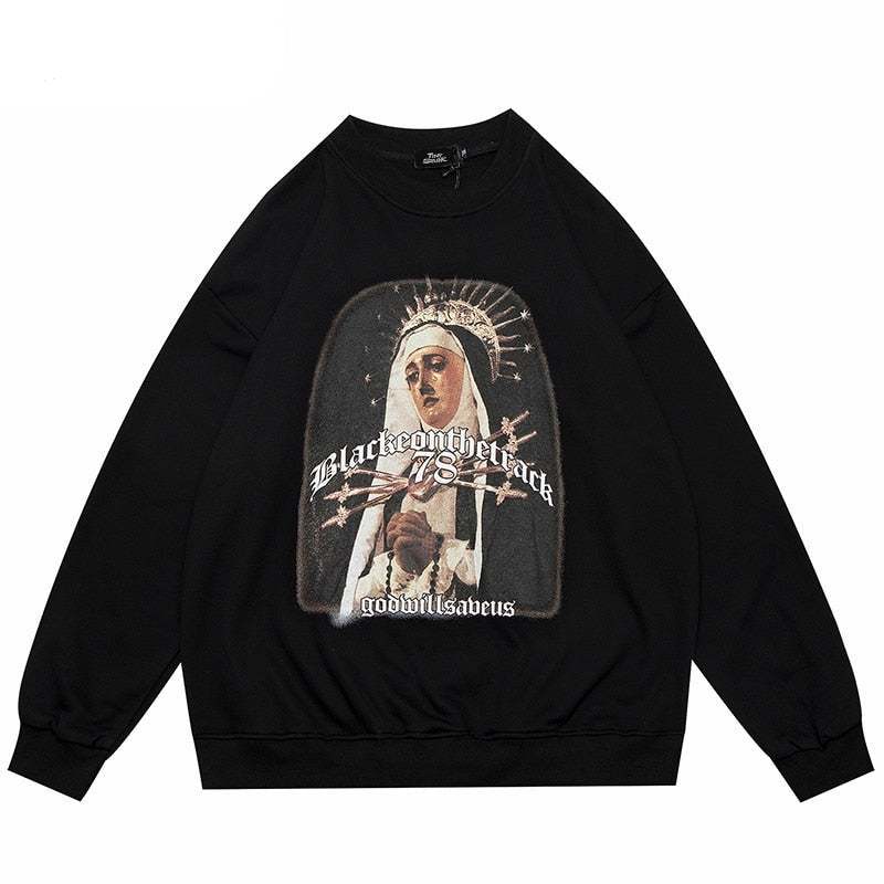 "Sobbing" Graphic Unisex Streetwear Vintage Women Men Y2K Sweater