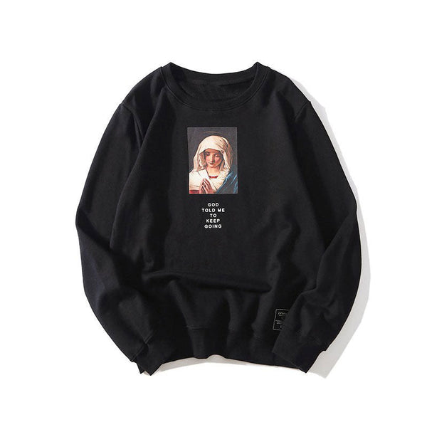 "Virgin Mary" Graphic Unisex Streetwear Vintage Women Men Y2K Sweatshirt