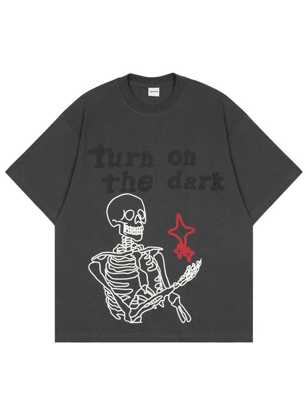 "Turn On The Dark" Graphic Unisex Streetwear Vintage Women Men Y2K T-Shirt