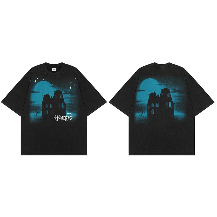 "Haunted Place" Graphic Unisex Streetwear Vintage Women Men Y2K T-Shirt
