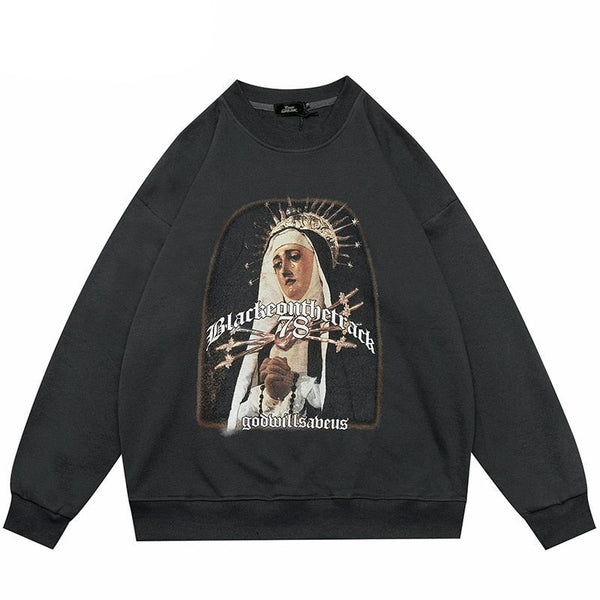 "Sobbing" Graphic Unisex Streetwear Vintage Women Men Y2K Sweater