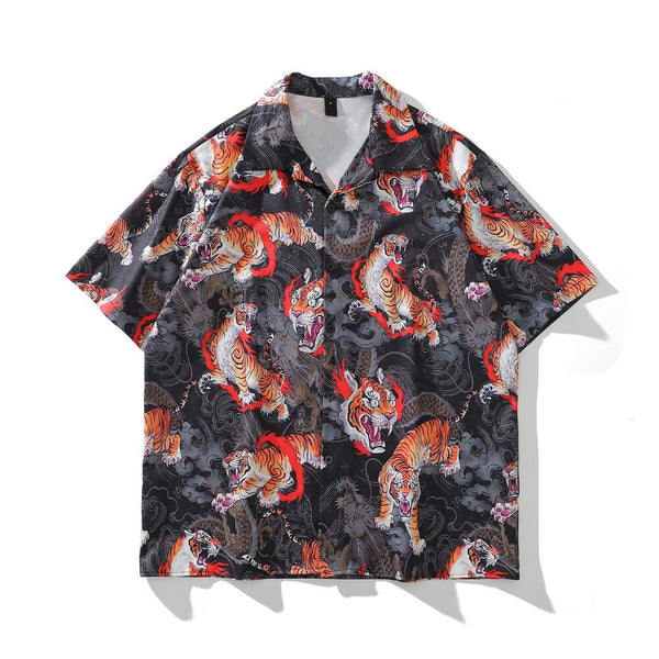 "Fury" Graphic Unisex Streetwear Women Men Y2K Button Up Shirt