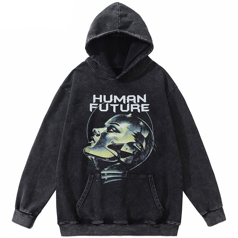 "Human Archives" Graphic Unisex Streetwear Vintage Women Men Y2K Hoodie