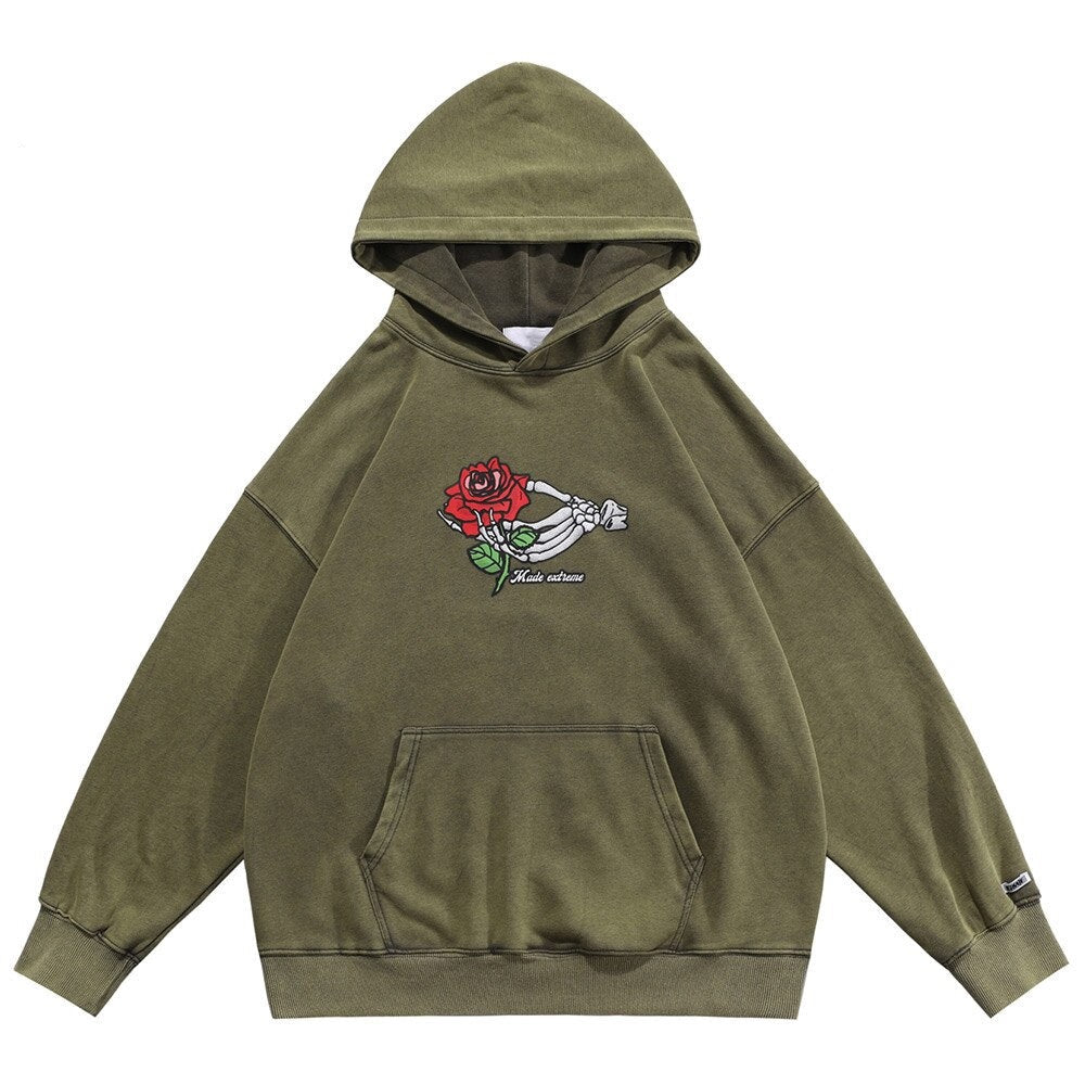 "One Rose" Graphic Unisex Streetwear Vintage Women Men Y2K Hoodie