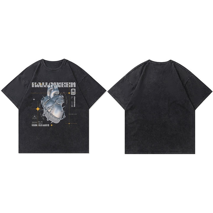 "Chained Heart" Unisex Men Women Streetwear Graphic T-Shirt