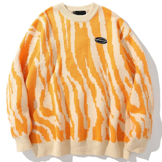 "Orange Wave" Graphic Unisex Streetwear Vintage Women Men Y2K Sweater