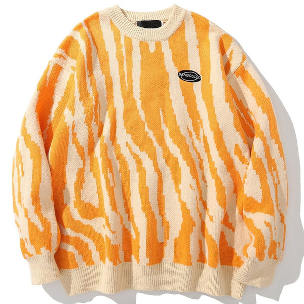 "Orange Wave" Graphic Unisex Streetwear Vintage Women Men Y2K Sweater