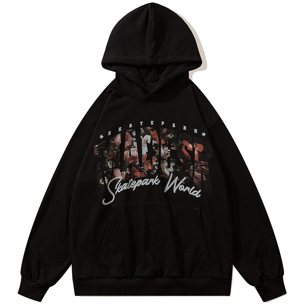 "Black Rose" Unisex Men Women Streetwear Graphic Hoodie