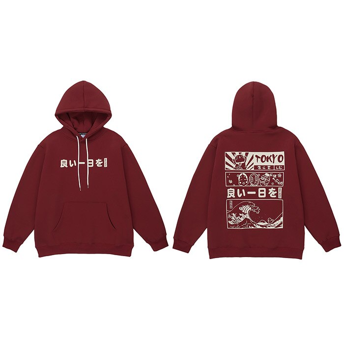 "Tokyo Wave" Graphic Unisex Streetwear Vintage Women Men Y2K Hoodie