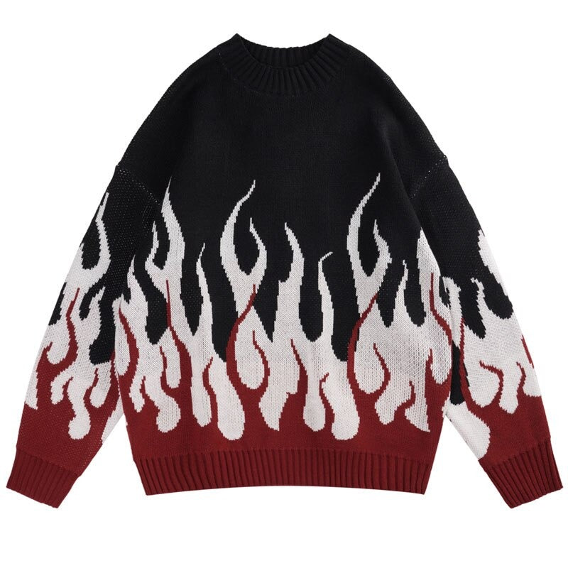 "Darken Flames" Unisex Men Women Streetwear Graphic Sweater