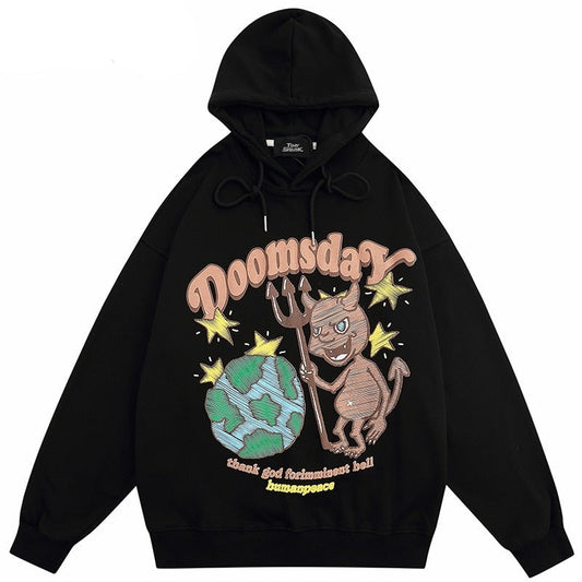 "Rock and Roll" Graphic Unisex Streetwear Vintage Women Men Y2K Hoodie