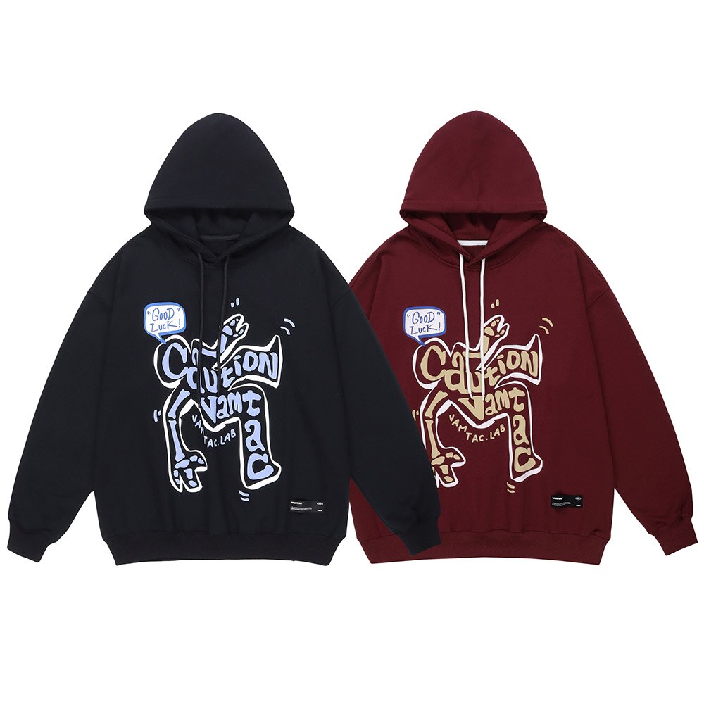 "Caution" Streetwear Unisex Men Women Graphic Hoodie