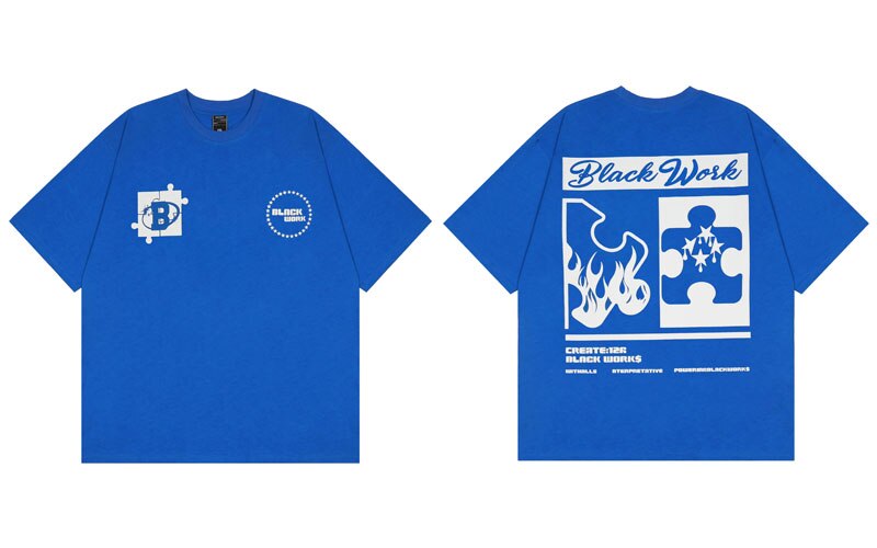 "Blue Flame" Unisex Men Women Streetwear Graphic T-Shirt