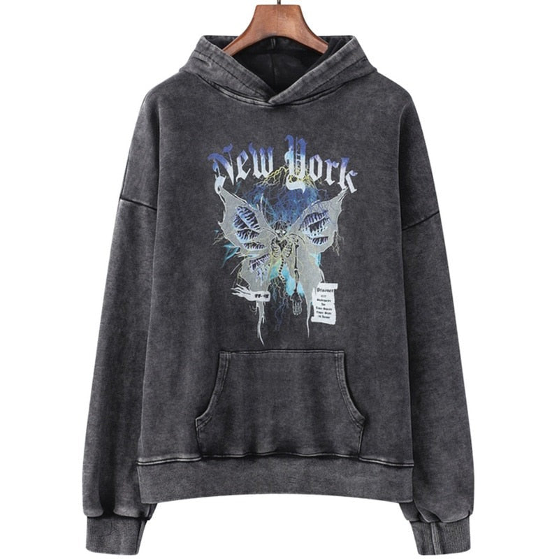 "New York" Graphic Unisex Streetwear Vintage Women Men Y2K Hoodie