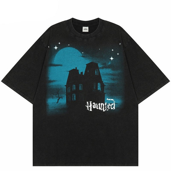 "Haunted Place" Graphic Unisex Streetwear Vintage Women Men Y2K T-Shirt