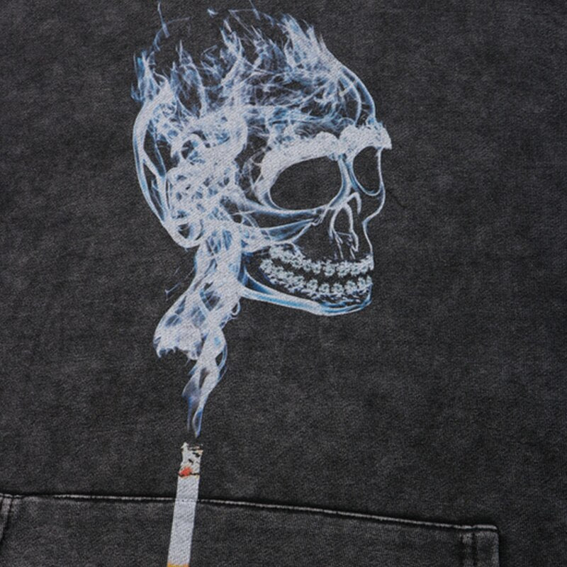 "Smoke Skull" Graphic Unisex Streetwear Vintage Women Men Y2K Hoodie