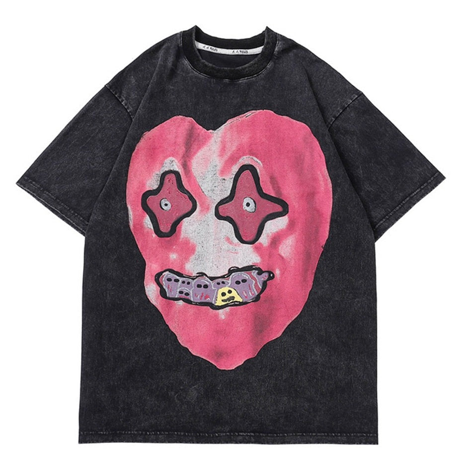 "Pink Smile" Graphic Unisex Streetwear Vintage Women Men Y2K T-Shirt