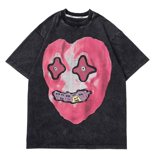 "Pink Smile" Graphic Unisex Streetwear Vintage Women Men Y2K T-Shirt