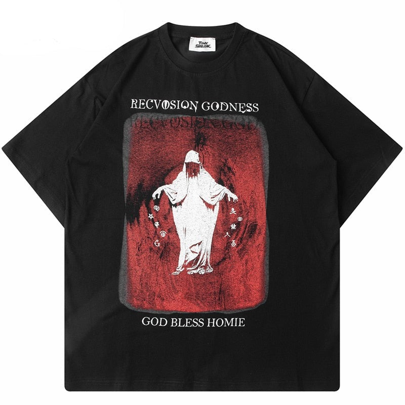 "Godless" Graphic Unisex Streetwear Women Men Y2K T-Shirt