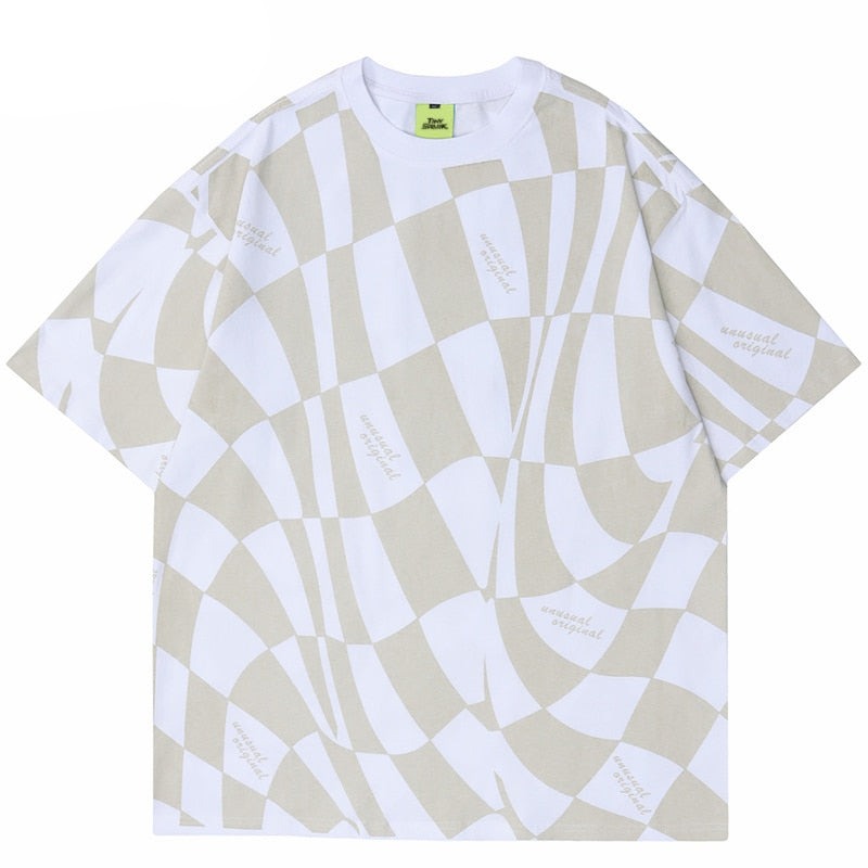 "Plaid World" Graphic Unisex Streetwear Vintage Women Men Y2K T-Shirt