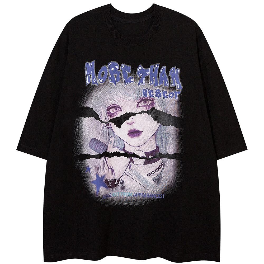 "Purple Smile" Graphic Unisex Streetwear Vintage Women Men Y2K T-Shirt