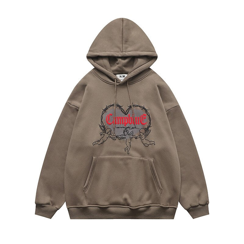 "Grey Heart" Graphic Unisex Streetwear Women Men Y2K Hoodie