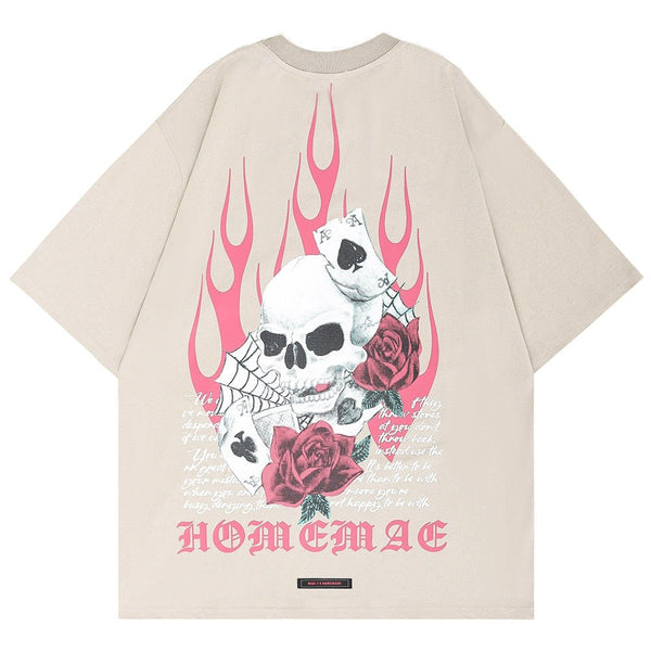 "Red Flame" Graphic Unisex Streetwear Vintage Women Men Y2K T-Shirt