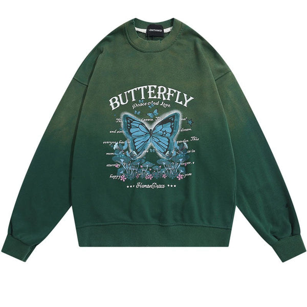 "Gradient Butterfly" Graphic Unisex Streetwear Women Men Y2K Sweatshirt