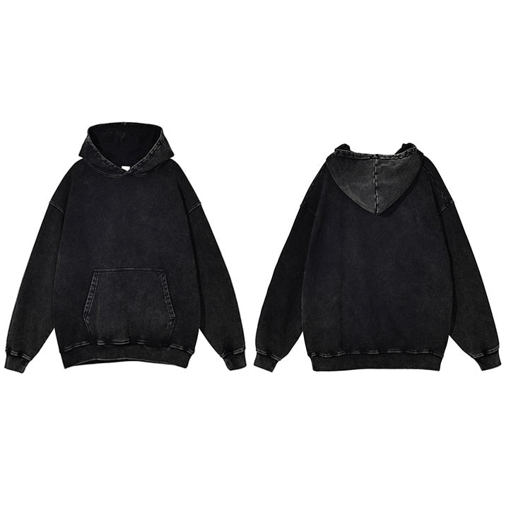Streetwear hoodie featuring vaporwave futuristic prints and grunge influence, soft feel and easy drape, designed for expressive alternative looks and comfort.