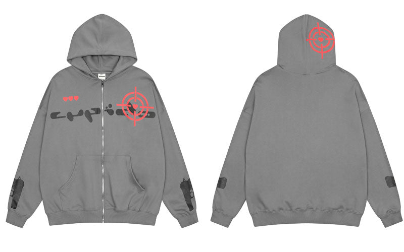 Streetwear hoodie featuring vaporwave futuristic prints and grunge influence, soft feel and easy drape, designed for expressive alternative looks and comfort.