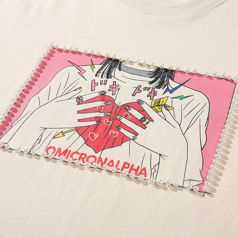 "Red Heart" Graphic Unisex Streetwear Vintage Women Men Y2K T-Shirt