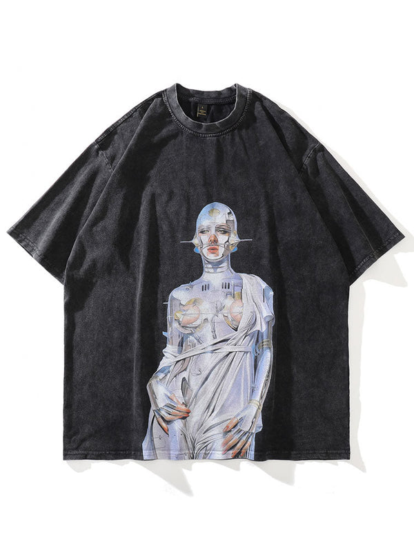 "Robo Queen" Graphic Unisex Streetwear Vintage Women Men Y2K T-Shirt