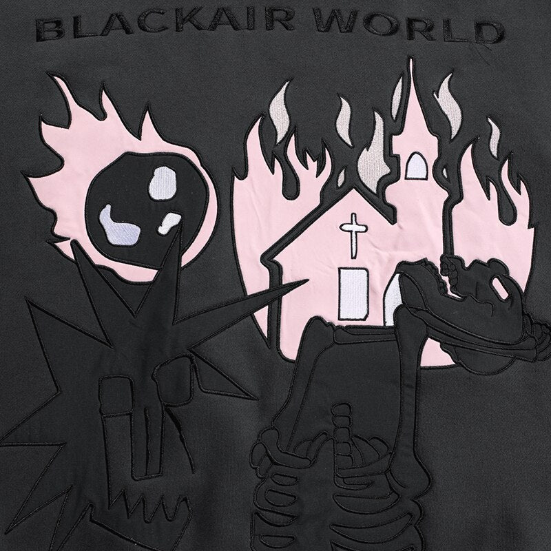 "World On Fire" Graphic Unisex Streetwear Vintage Women Men Y2K Hoodie